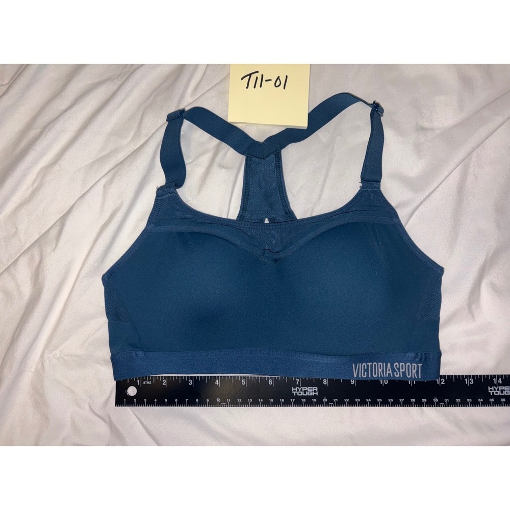 Victoria Sport Teal Blue Racerback Sports Bra Front Closure Padded 34B T11-01